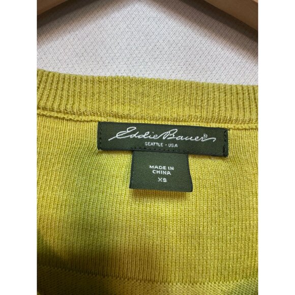 Eddie Bauer Womens Button-Up Knitted Cardigan Sweater Sz XS Yellow Casual Lounge - Picture 2 of 10